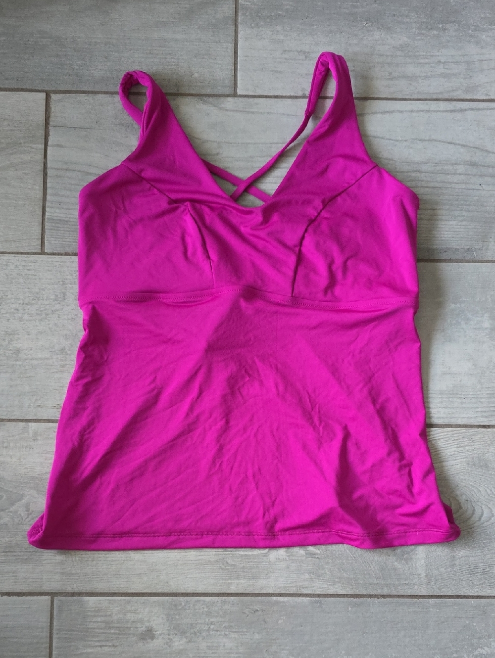 Athleta Magenta Cross-Back Tankini Swim Top